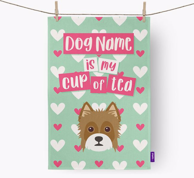 '{dogsName} is my cup of tea' Tea Towel with {breedFullName} Icon